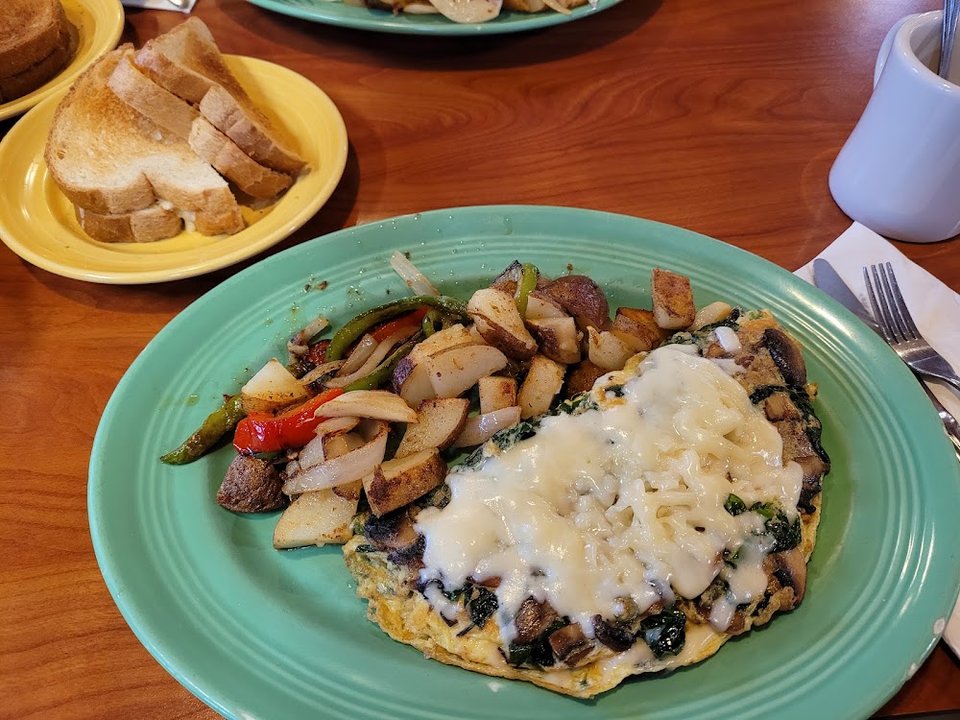 Spininach Mushroom and Jack Cheese Omelet